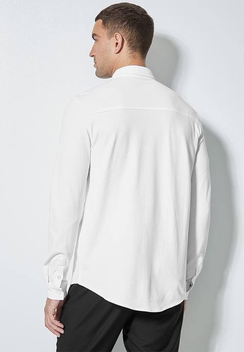 Superbalist - Barber regular fit long sleeve knit shirt - white