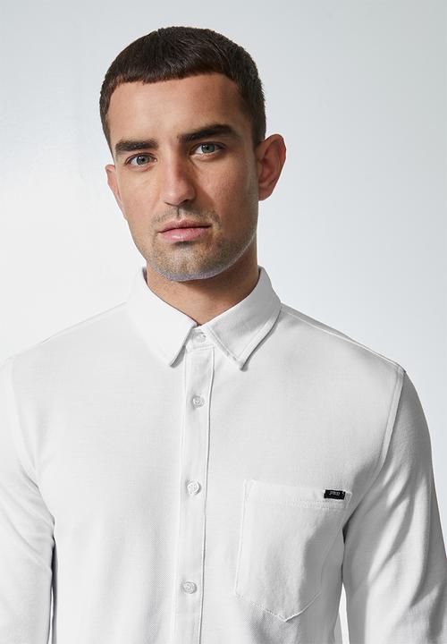 Superbalist - Barber regular fit long sleeve knit shirt - white