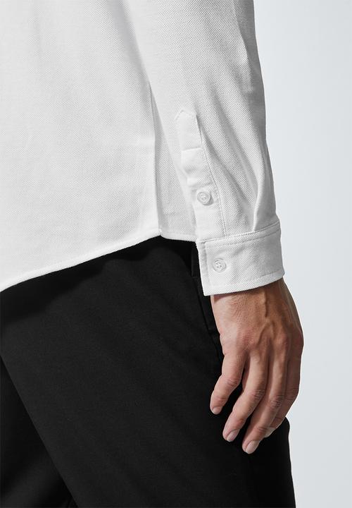 Superbalist - Barber regular fit long sleeve knit shirt - white
