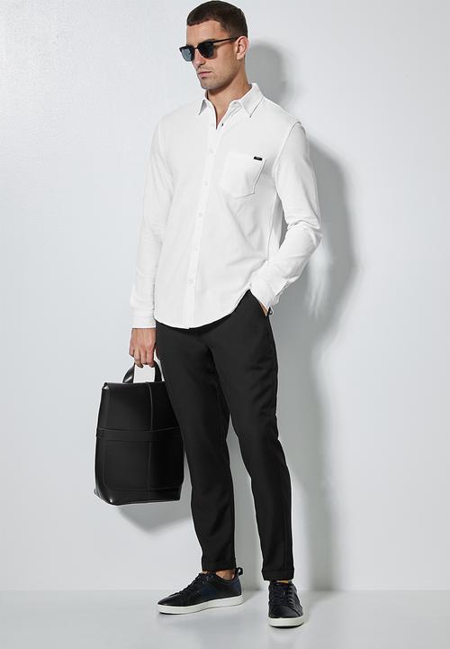 Superbalist - Barber regular fit long sleeve knit shirt - white