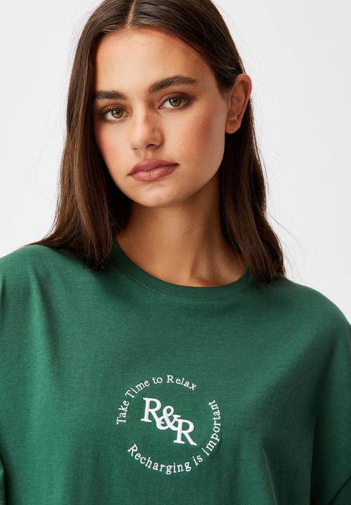 Factorie - Super relaxed graphic tee - hunter green