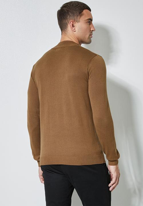 Superbalist - Slim fit high neck knit jersey - brown