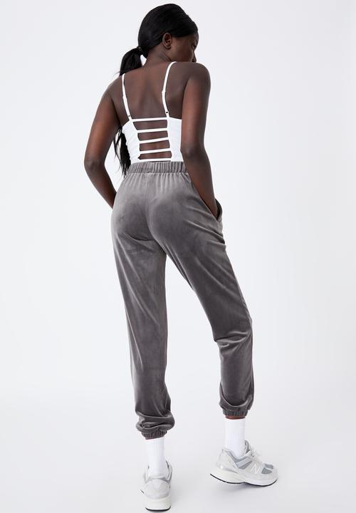 Factorie - Velour classic trackpant - plum kitten