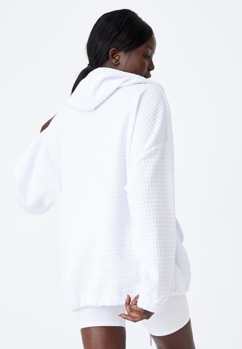 Factorie - Super oversized waffle hoodie - white