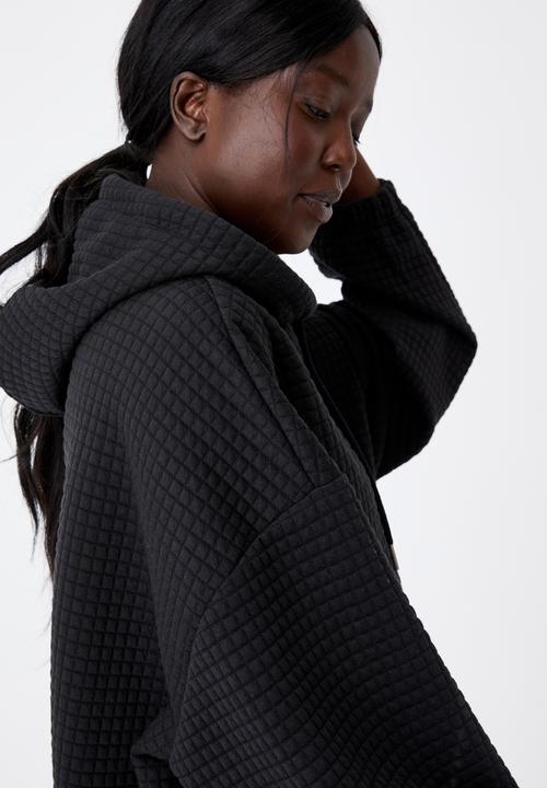 Factorie - Super oversized waffle hoodie - black