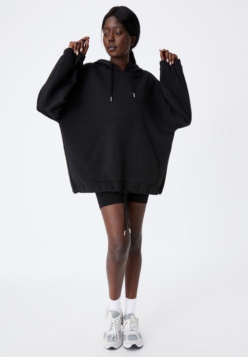 Factorie - Super oversized waffle hoodie - black