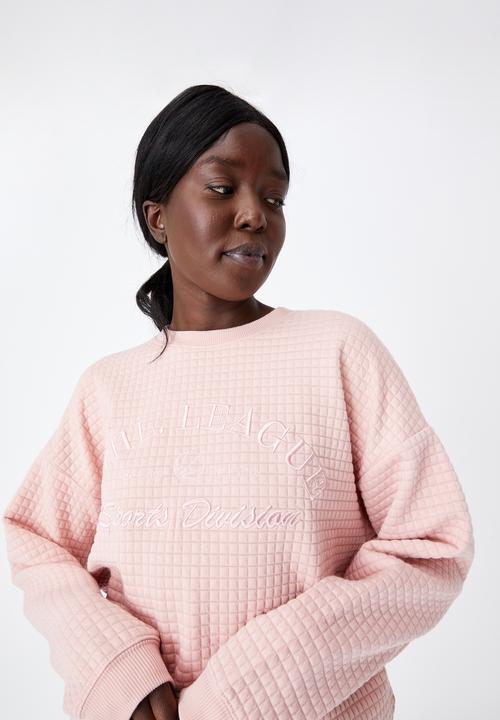 Factorie - Waffle oversized graphic crew - silver pink