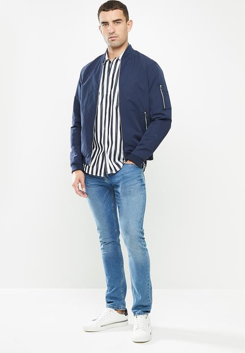 MANGO - Traca shirt - navy & white 