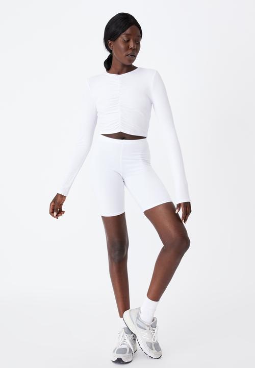 Factorie - Long sleeve cinch front top - white