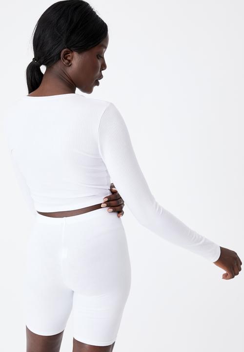 Factorie - Long sleeve cinch front top - white