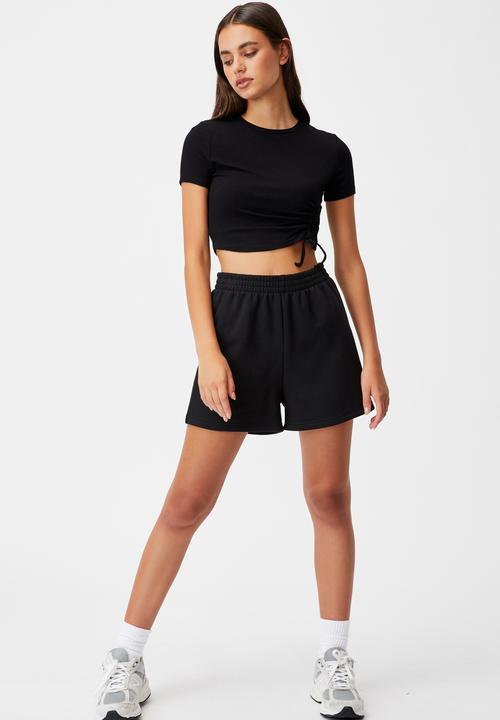 Factorie - Ruched short sleeve top - black