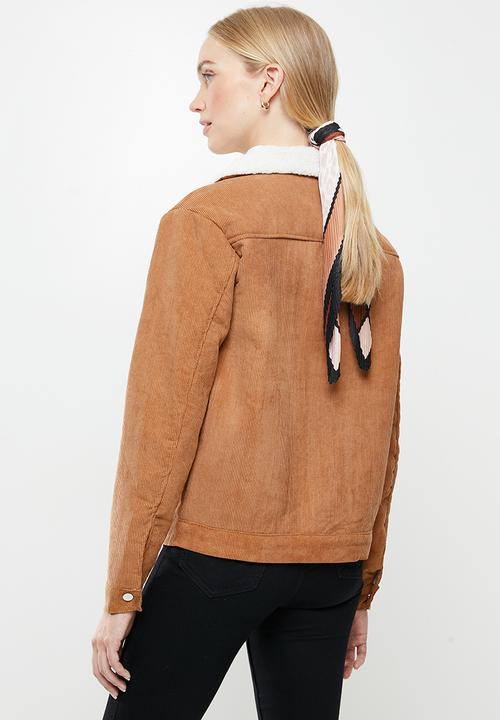 STYLE REPUBLIC - Corduroy faux fur jacket - tan