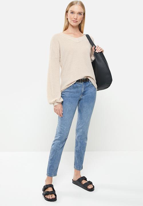 STYLE REPUBLIC - V-neck long sleeve top - ecru