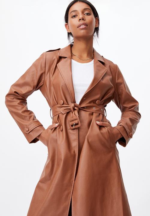 Cotton On - Vegan leather trench - tan