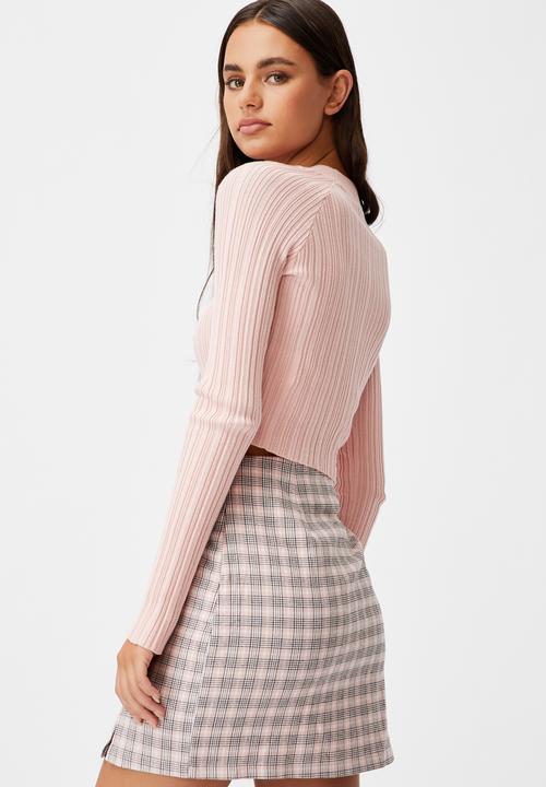 Factorie - Double split mini skirt - parker check silver pink