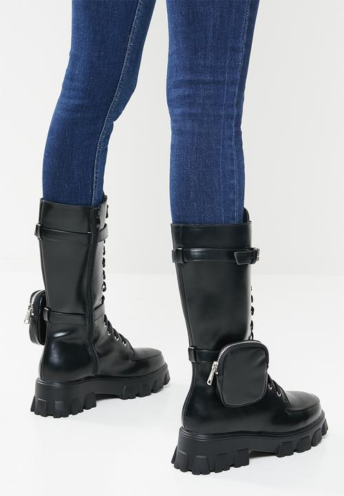 Footwork - Quad combat boot with detachable pouch - black