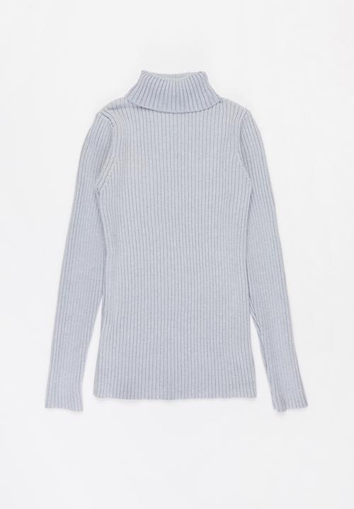 Pop Candy - Girls knitted polo neck - grey