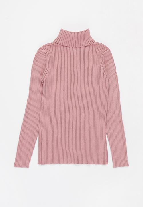Pop Candy - Girls knitted polo neck - mauve