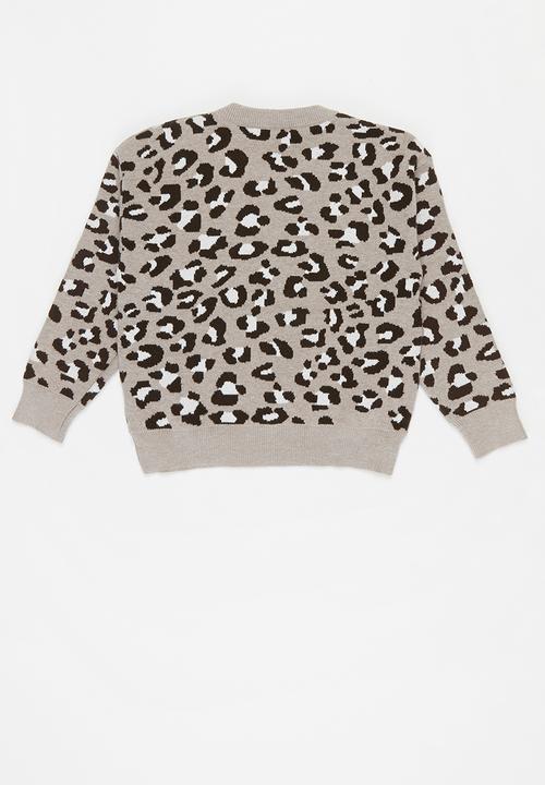 Pop Candy - Girls animal print jersey - grey