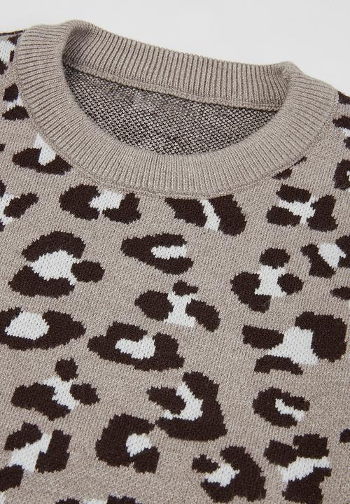 Pop Candy - Girls animal print jersey - grey