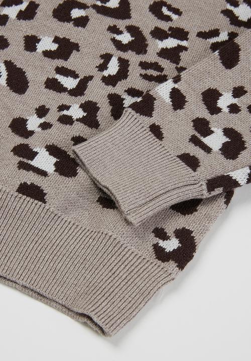 Pop Candy - Girls animal print jersey - grey