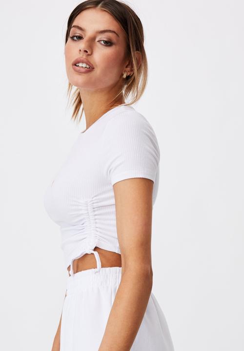 Factorie - Ruched short sleeve top - white