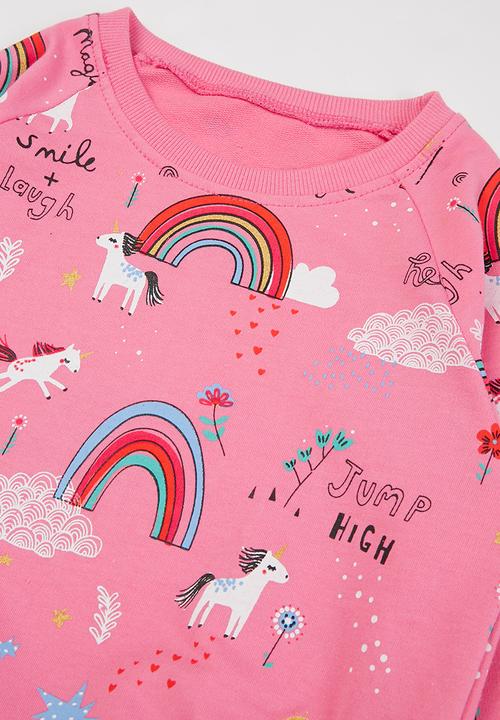 Pop Candy - Girls unicorn & rainbows crew - pink
