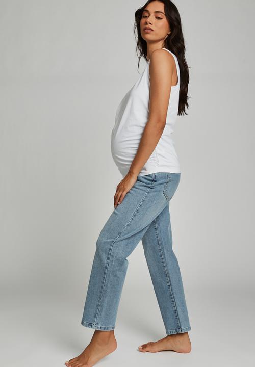 Cotton On - Maternity straight stretch jean over belly - aireys blue