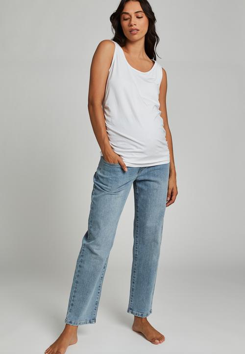 Cotton On - Maternity straight stretch jean over belly - aireys blue