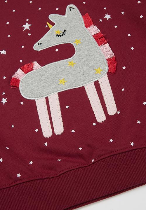 Pop Candy - Girls unicorn crew - burgundy 