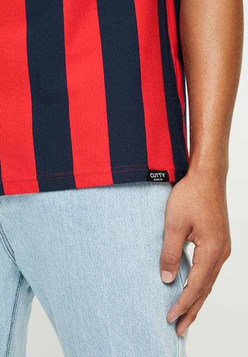 Cutty - T-shirt striped - navy & red 