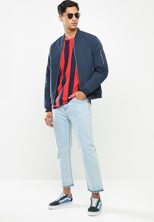 Cutty - T-shirt striped - navy & red 