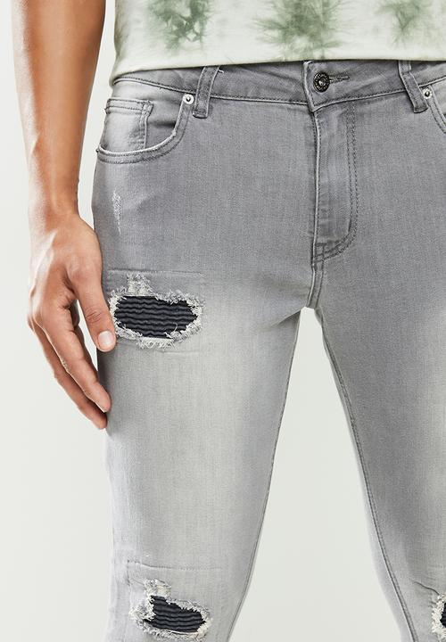 Cutty - Denim jean rip and repair - grey