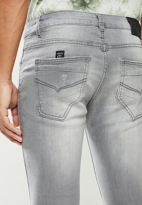 Cutty - Denim jean rip and repair - grey
