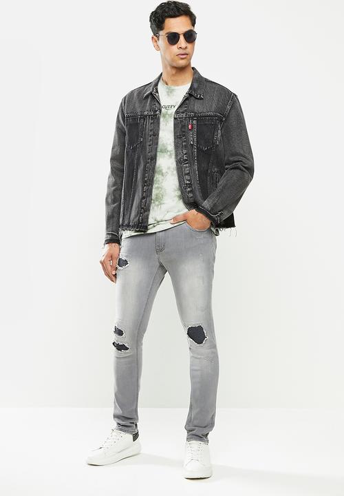 Cutty - Denim jean rip and repair - grey