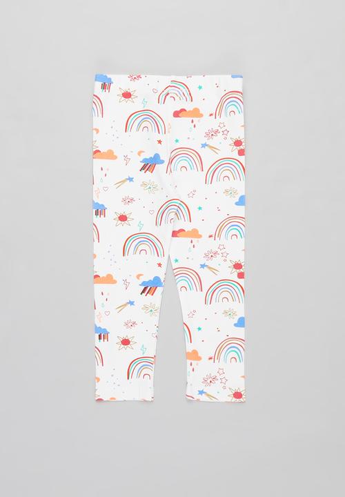 Pop Candy - Girls rainbow legging - white 