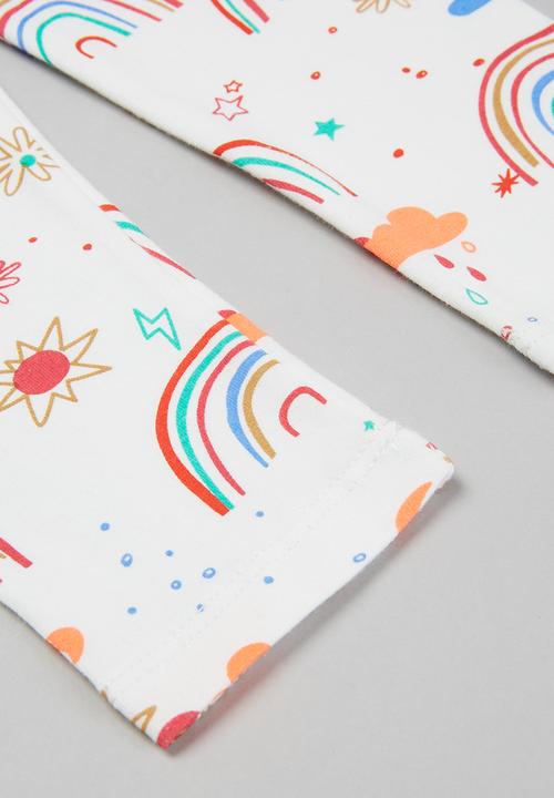 Pop Candy - Girls rainbow legging - white 