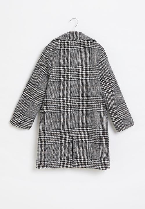 Pop Candy - Girls check coat - grey