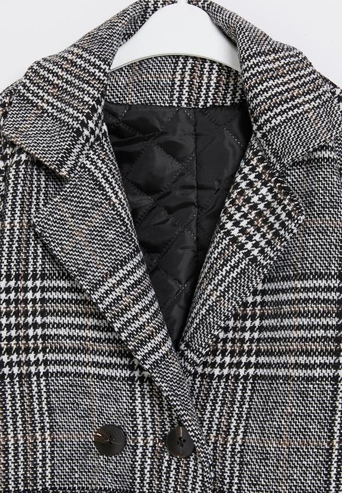 Pop Candy - Girls check coat - grey