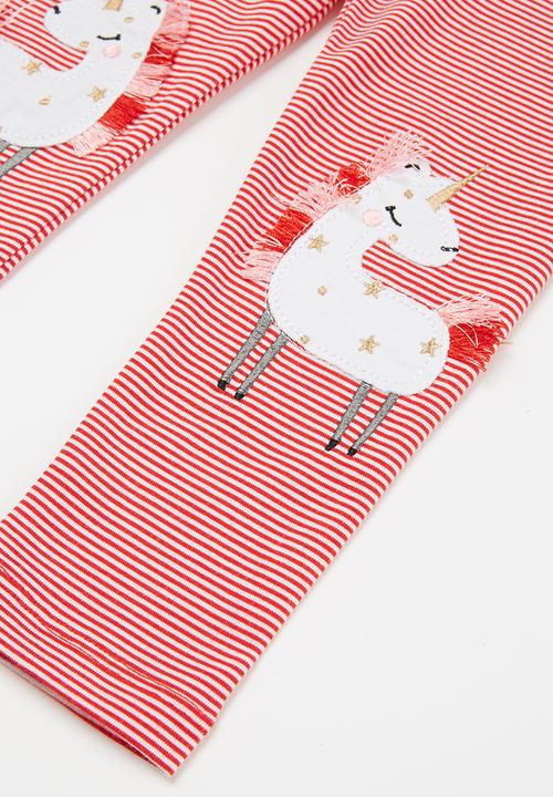 Pop Candy - Girls unicorn stripe legging - red