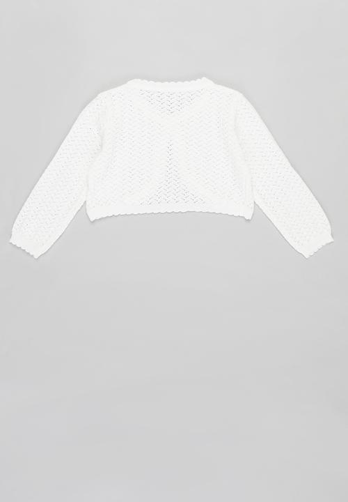 Pop Candy - Girls one button cardigan - white