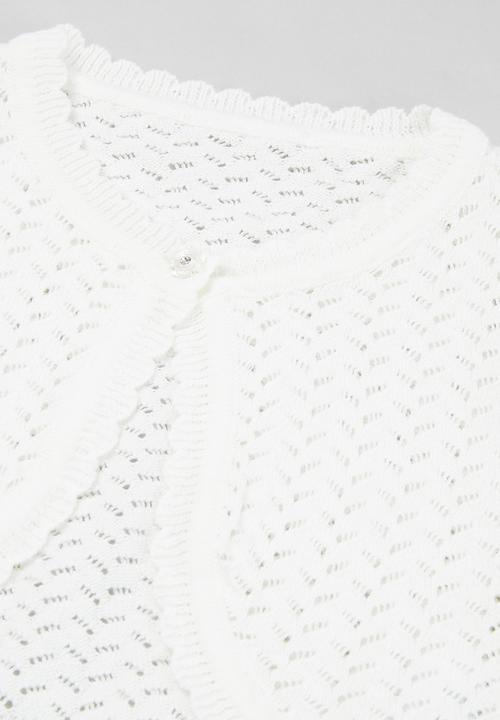 Pop Candy - Girls one button cardigan - white