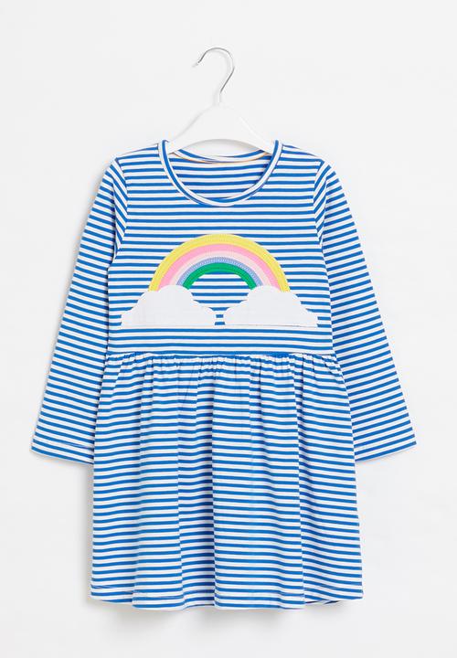 Pop Candy - Girls stripe rainbow dress - blue