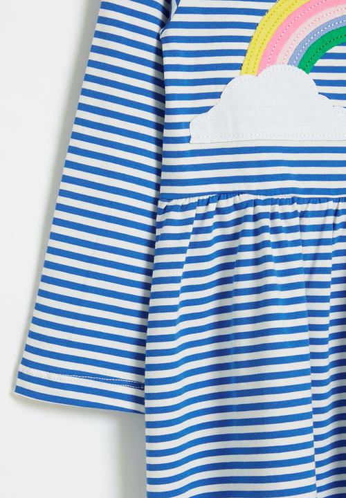 Pop Candy - Girls stripe rainbow dress - blue