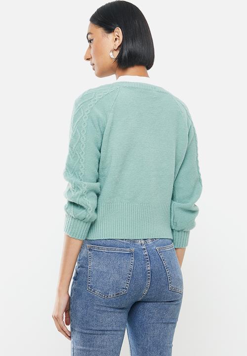 STYLE REPUBLIC - Cable knit  jersey - sage