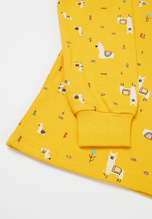 Pop Candy - Girls multi print pj set - yellow
