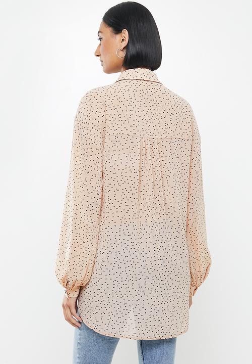 Me&B - Tear drop print essential shirt - neutral & black