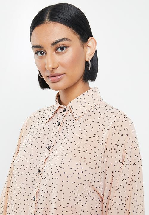 Me&B - Tear drop print essential shirt - neutral & black