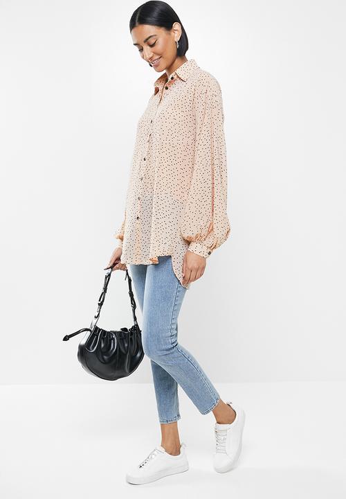 Me&B - Tear drop print essential shirt - neutral & black