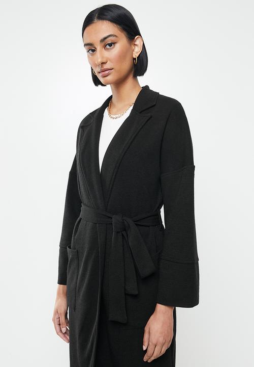 Me&B - Knit melton lounge coat - black